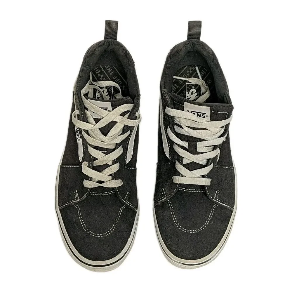 Vans Filmore Checker Sidewall Youth 7 Sneakers Shoes Gray Low Top Sidestripe